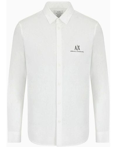 Armani Exchange Popeline-hemd - Weiß