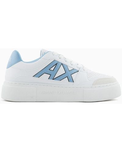 Armani Exchange Sneakers With High Sole And Contrasting Logo - White