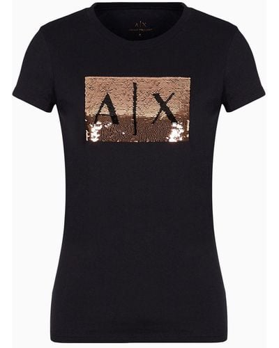Armani Exchange Jersey-t-shirt In Normaler Passform - Schwarz