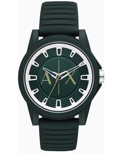 Armani Exchange Rubber Strap Watches - Green