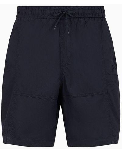 Armani Exchange Shorts Chino In Gabardine Di Puro Cotone - Blu