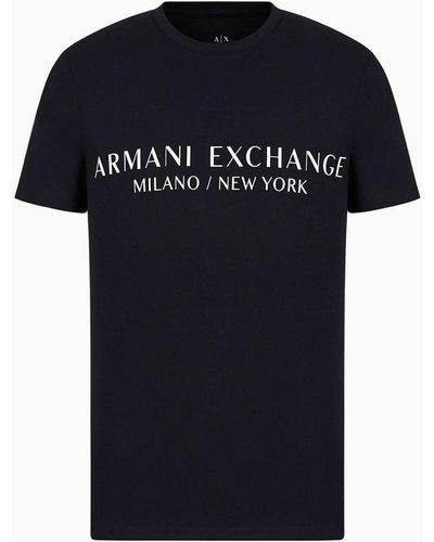 Armani Exchange Jersey-t-shirt In Normaler Passform - Blau