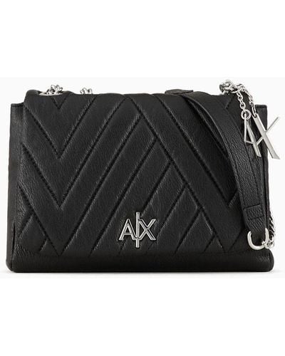 Armani Exchange Bag With Double Handles In Chain And Fabric - Black