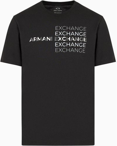 Armani Exchange A | X Armani Exchange Regular Fit Cotton Armani Exchange Repeat Logo Tee - Black