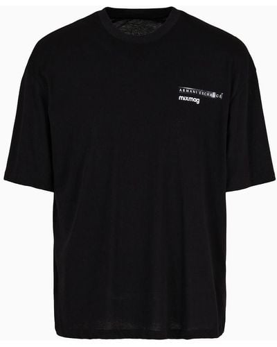 Armani Exchange Relaxed Fit T-shirt In Asv Organic Cotton With Logo On The Chest - Black