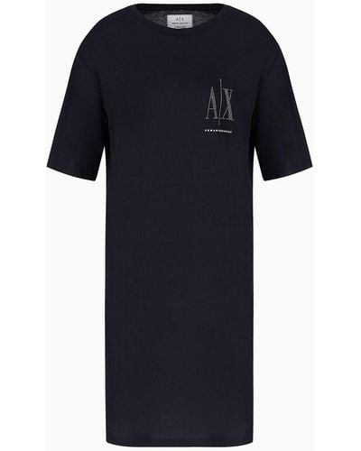 Armani Exchange Robe t-shirt en jersey de coton - Bleu