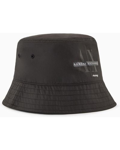 Armani Exchange Cloche In Technical Fabric With Logo - Black