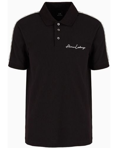 Armani Exchange Regular Fit Polo Shirt With Signature Logo - Black