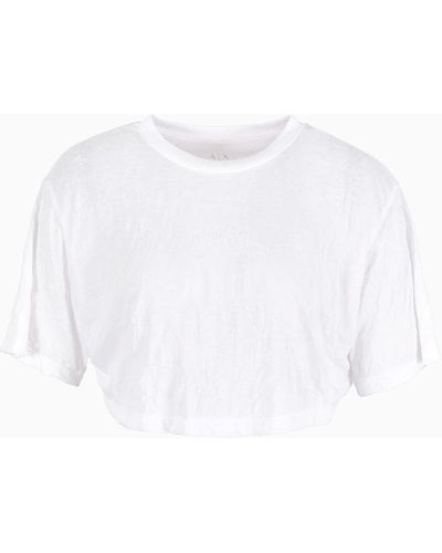 Armani Exchange T-shirt Cropped - Bianco