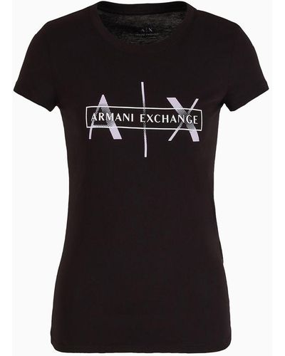 Armani Exchange Slim Fit T-shirt In Asv Organic Cotton - Black