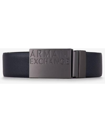 Armani Exchange Cintura in pelle - Blu
