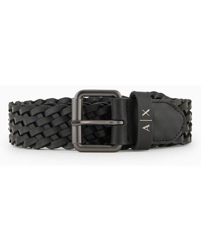 Armani Exchange Belt In Woven Material - White