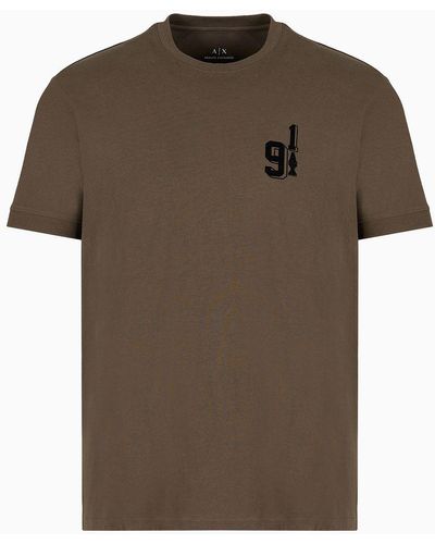 Armani Exchange Regular Fit Heavy Jersey Cotton Logo T-shirt - Brown