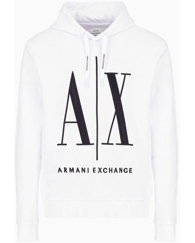 Armani Exchange Sweat à capuche en coton - Blanc