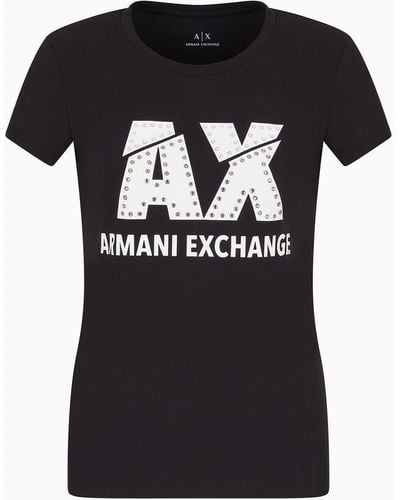 Armani Exchange T-shirt coupe slim en coton stretch - Noir