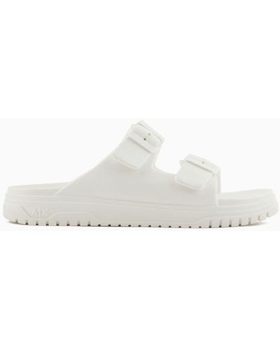 Armani Exchange Slippers With Two Rubber Bands - White