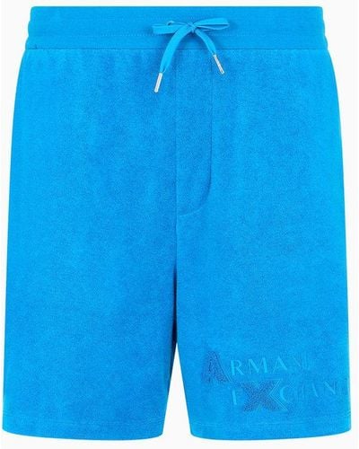 Armani Exchange Cotton Blend Pique Shorts - Blue