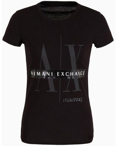 Armani Exchange T-shirt Slim Fit Mix Mag In Cotone Organico Asv - Nero