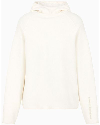 Armani Exchange Hooded Sweatshirt With Tone-on-tone Embroidery - White