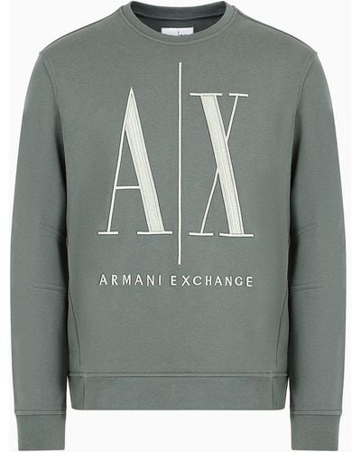 Armani Exchange Icon Logo Crew Neck Sweatshirt - Gray