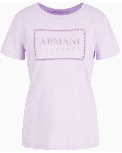Armani Exchange Regular Fit T-shirt In Asv Organic Cotton - Pink