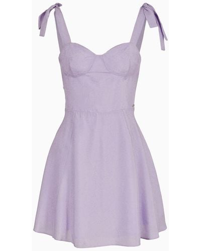 Armani Exchange Flared Dress With Satin Jacquard Bows - Purple