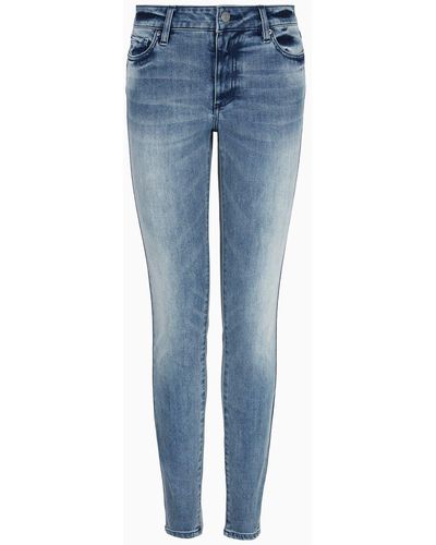 Armani Exchange Super Skinny Fit Stone Washed Jeans - Blue