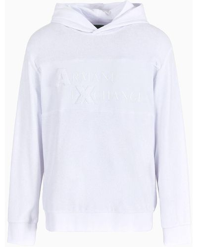 Armani Exchange Felpa Con Cappuccio Con Applicazione Tono Su Tono - Bianco