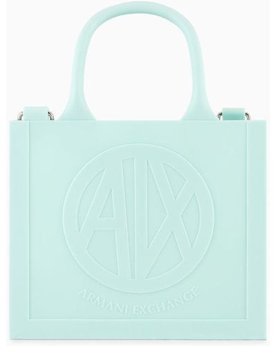Armani Exchange Milky Bag With Embossed Logo In Recycled Material - Blue
