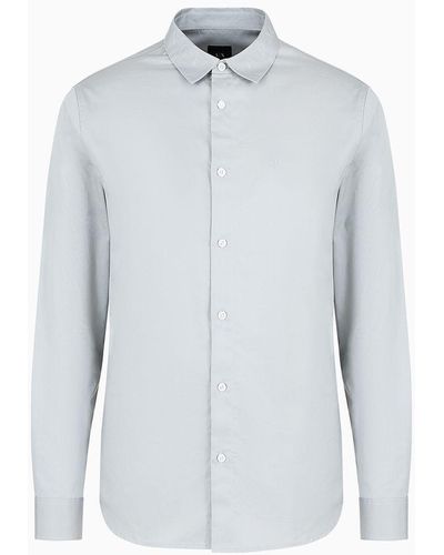 Armani Exchange Camicia Regular Fit In Puro Cotone - Blu
