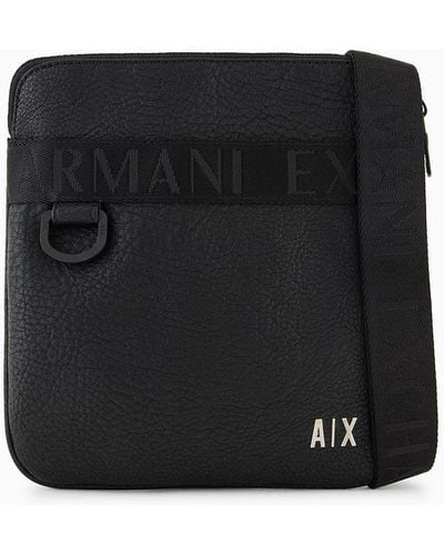 Armani Exchange Hammered Effect Crossbody Bag - Black