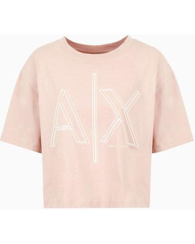 Armani Exchange T-shirt Cropped Asv - Rosa