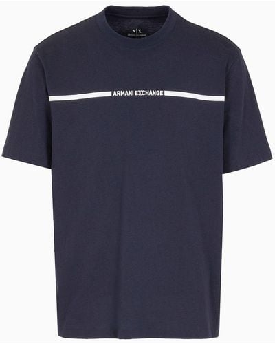 Armani Exchange T-shirt Regular Fit Con Strip Logo - Blu