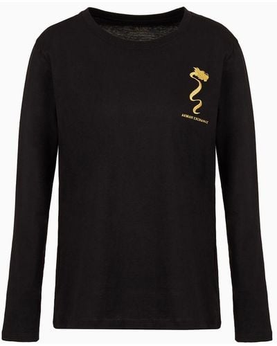 Armani Exchange T-shirt A Maniche Lunghe In Jersey - Nero