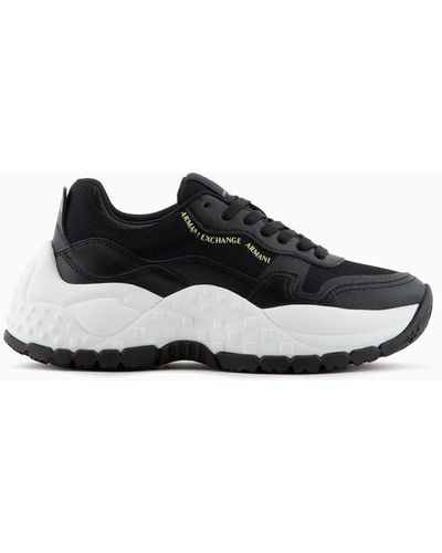 Armani Exchange Two-tone Chunky Trainers With Maxi Sole - Black