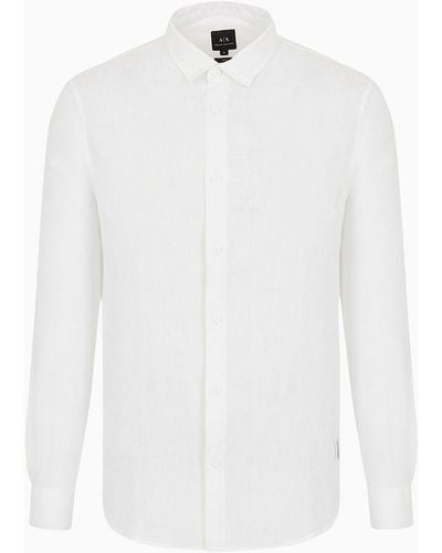 Armani Exchange Regular Fit Linen Shirt - White