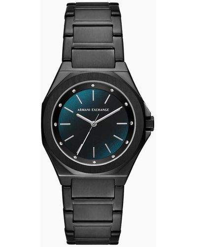 Armani Exchange Reloj De Acero Inoxidable Negro Con Tres Manecillas