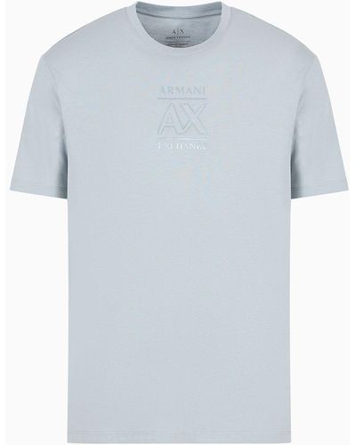 Armani Exchange T-shirt Regular Fit In Jersey Con Stampa Centrale - Blu