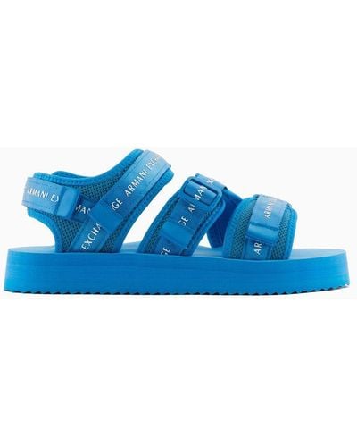 Armani Exchange Multi-band Sandals With Tear - Blue