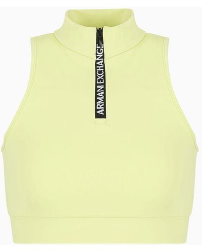 Armani Exchange Stretch Jersey Top With Zip - Yellow