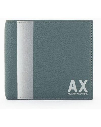 Armani Exchange Book Wallet With Contrast Band And Logo - Blue