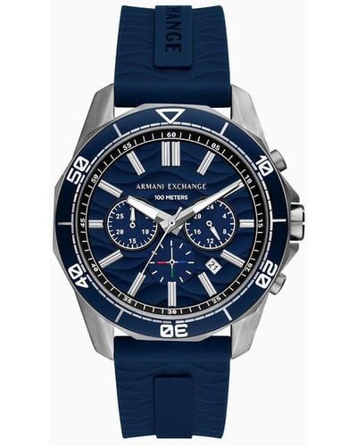 Armani Exchange Reloj Cronógrafo De Silicona Azul