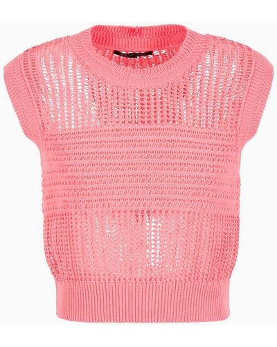 Armani Exchange Maxi-striped Cotton Knit Top - Pink