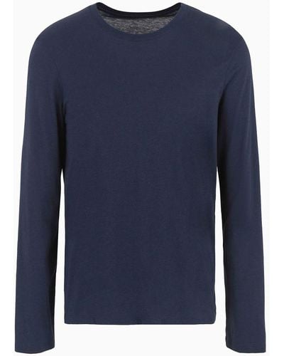 Armani Exchange Long Sleeved Pima Cotton T-shirt - Blue