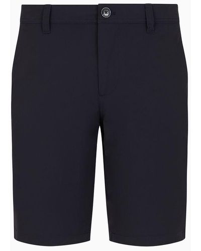 Armani Exchange Chino Bermuda Shorts In Ultra Stretch Fabric - Blue