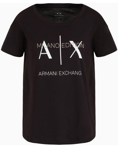 Armani Exchange A | X Armani Exchange Milano Edition Cotton Crewneck T-shirt - Black