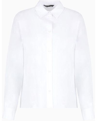 Armani Exchange Camicia Slim Fit In Popeline Di Cotone - Bianco