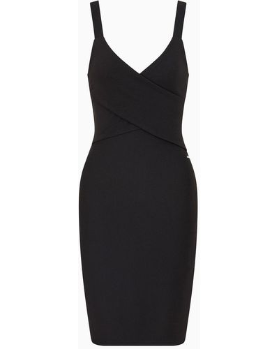 Armani Exchange Midi Body Con Wrap Dress - Black