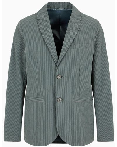 Armani Exchange Single-breasted Jacket In Stretch Fabric - Grey