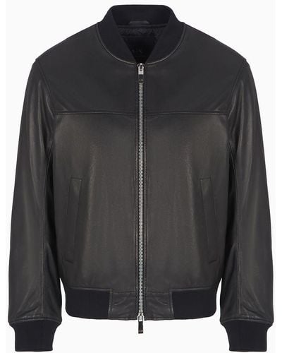 Armani Exchange Leather Jackets - Black